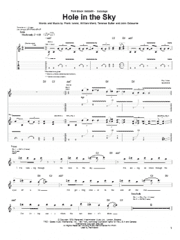page one of Hole In The Sky (Guitar Tab)