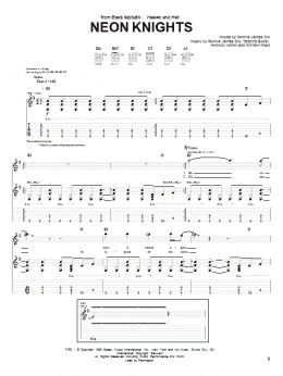 page one of Neon Knights (Guitar Tab)