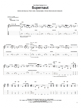 page one of Supernaut (Guitar Tab)