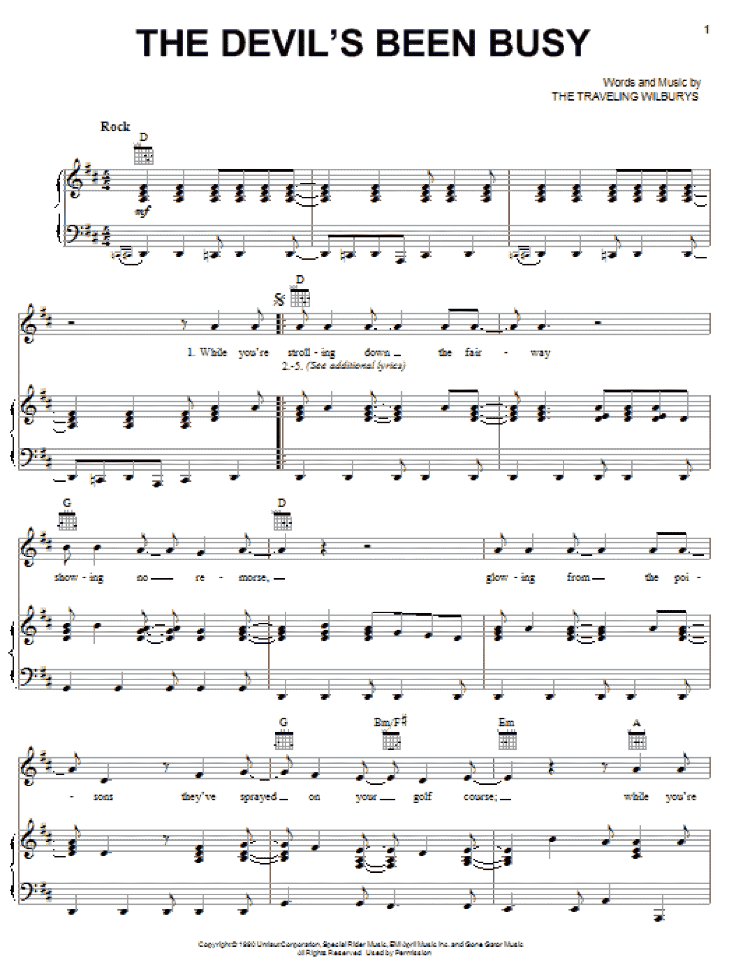 The Devil's Been Busy (Piano, Vocal & Guitar Chords (Right-Hand Melody))