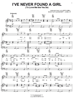 page one of I've Never Found A Girl (To Love Me Like You Do) (Piano, Vocal & Guitar Chords (Right-Hand Melody))