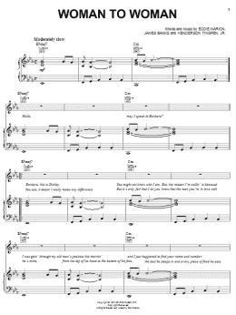 page one of Woman To Woman (Piano, Vocal & Guitar Chords (Right-Hand Melody))