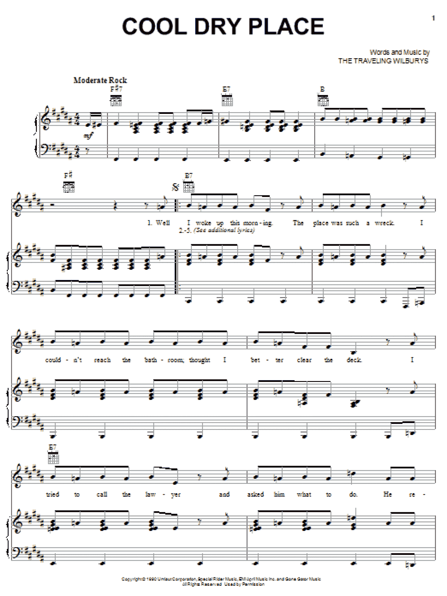 Cool Dry Place (Piano, Vocal & Guitar Chords (Right-Hand Melody))