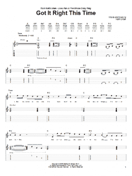 page one of Got It Right This Time (Guitar Tab)