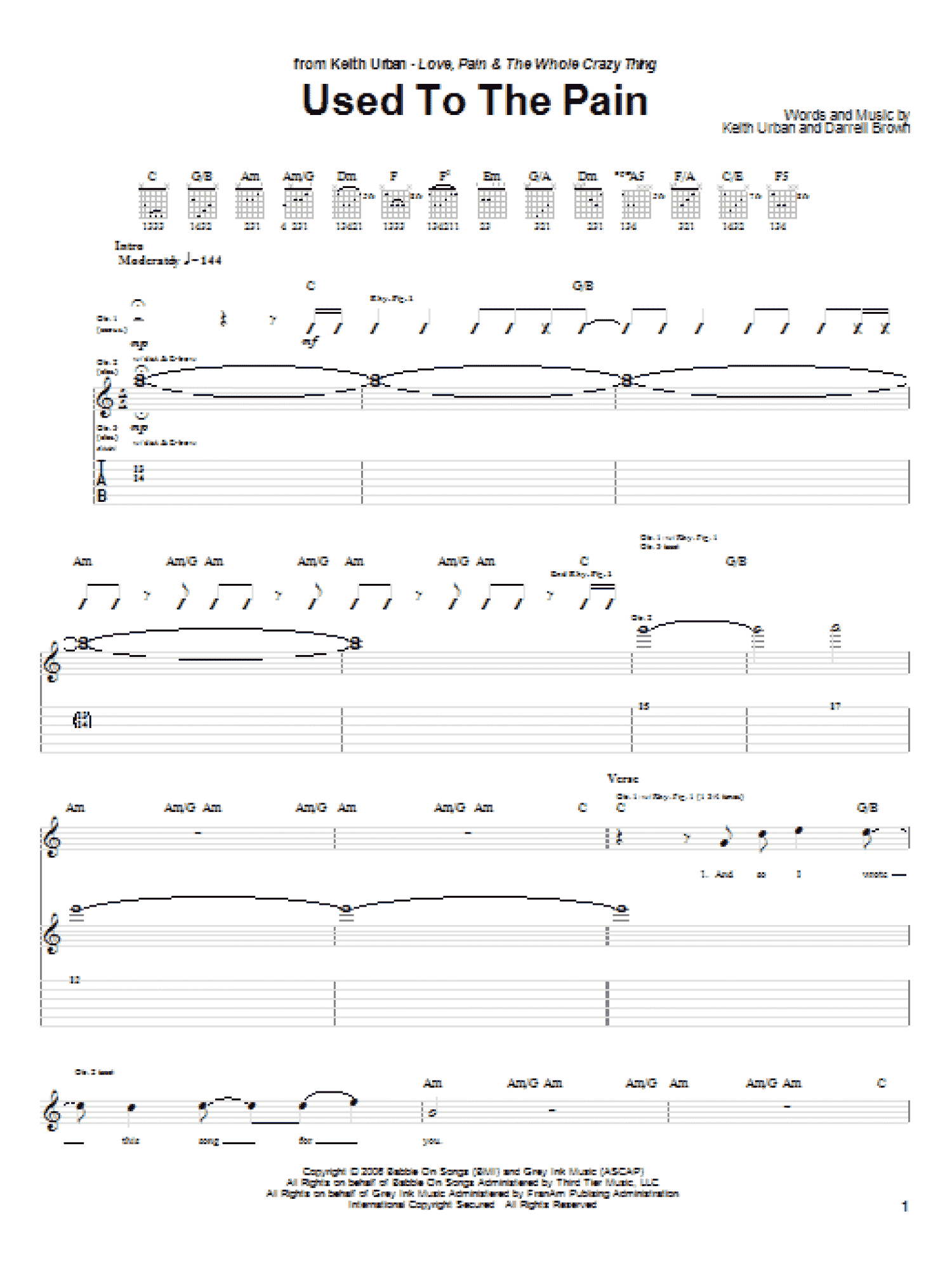 Used To The Pain (Guitar Tab)