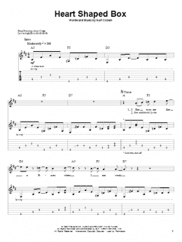 page one of Heart Shaped Box (Guitar Tab (Single Guitar))