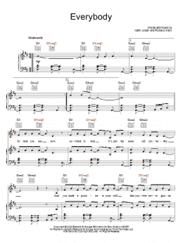 page one of Everybody (Piano, Vocal & Guitar Chords (Right-Hand Melody))
