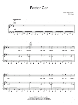 page one of Faster Car (Piano, Vocal & Guitar Chords (Right-Hand Melody))