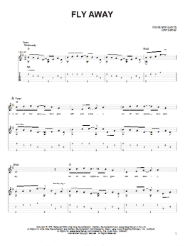 page one of Fly Away (Guitar Tab)