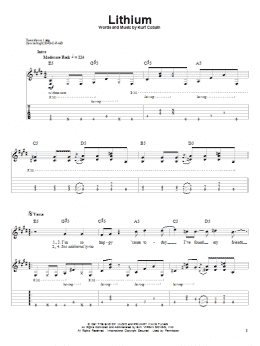 page one of Lithium (Guitar Tab (Single Guitar))