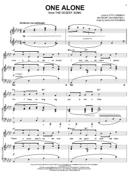 page one of One Alone (Piano & Vocal)