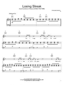page one of Losing Streak (Piano, Vocal & Guitar Chords (Right-Hand Melody))