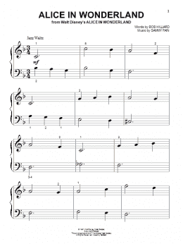 page one of Alice In Wonderland (Beginning Piano Solo)