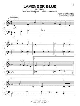 page one of Lavender Blue (Dilly Dilly) (from So Dear To My Heart) (Beginning Piano Solo)