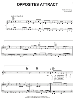 page one of Opposites Attract (Piano, Vocal & Guitar Chords (Right-Hand Melody))