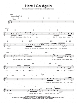 page one of Here I Go Again (Guitar Tab (Single Guitar))