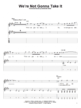 page one of We're Not Gonna Take It (Guitar Tab (Single Guitar))