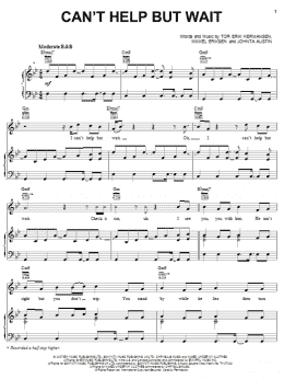 page one of Can't Help But Wait (Piano, Vocal & Guitar Chords (Right-Hand Melody))