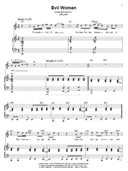 page one of Evil Woman (Piano & Vocal)