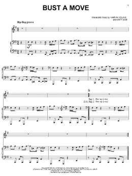 page one of Bust A Move (Piano, Vocal & Guitar Chords (Right-Hand Melody))