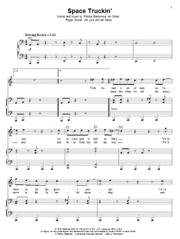 page one of Space Truckin' (Piano & Vocal)