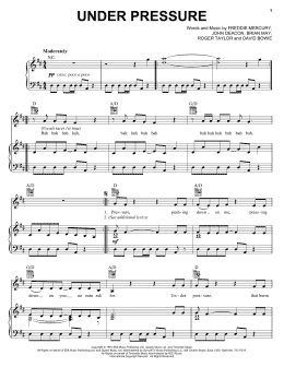 page one of Under Pressure (Piano, Vocal & Guitar Chords (Right-Hand Melody))