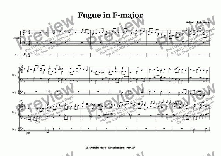 page one of Fugue in F-major