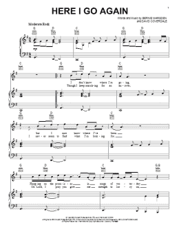 page one of Here I Go Again (Piano, Vocal & Guitar Chords (Right-Hand Melody))