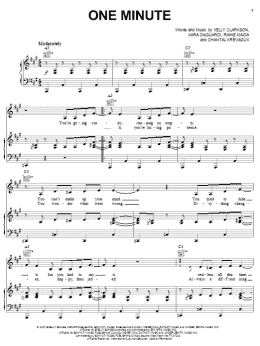 page one of One Minute (Piano, Vocal & Guitar Chords (Right-Hand Melody))