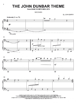 page one of The John Dunbar Theme (Piano Duet)