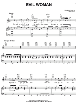 page one of Evil Woman (Piano, Vocal & Guitar Chords (Right-Hand Melody))
