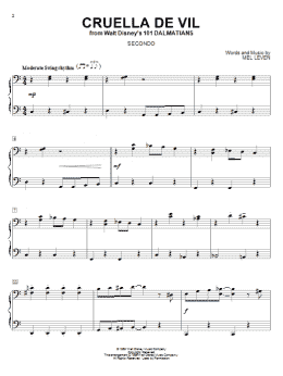 page one of Cruella De Vil (from 101 Dalmations) (Piano Duet)