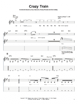 page one of Crazy Train (Guitar Tab (Single Guitar))