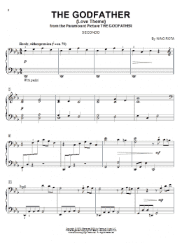 page one of The Godfather (Love Theme) (Piano Duet)