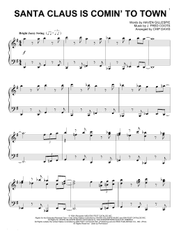page one of Santa Claus Is Comin' To Town (Piano Solo)