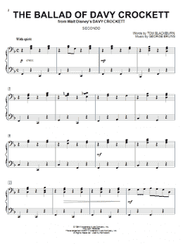 page one of The Ballad Of Davy Crockett (from Davy Crockett) (Piano Duet)