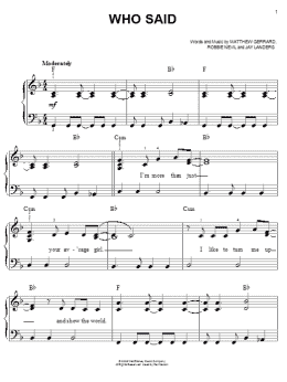 page one of Who Said (Easy Piano)