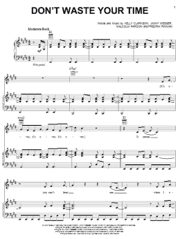 page one of Don't Waste Your Time (Piano, Vocal & Guitar Chords (Right-Hand Melody))