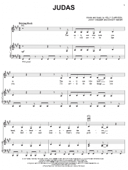 page one of Judas (Piano, Vocal & Guitar Chords (Right-Hand Melody))