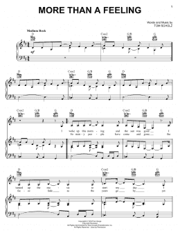 page one of More Than A Feeling (Piano, Vocal & Guitar Chords (Right-Hand Melody))
