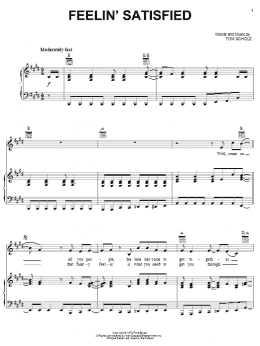 page one of Feelin' Satisfied (Piano, Vocal & Guitar Chords (Right-Hand Melody))