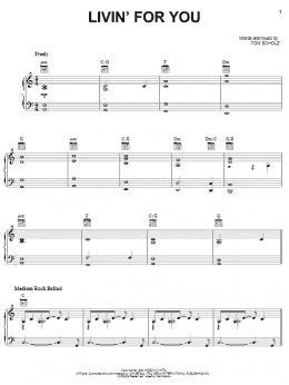 page one of Livin' For You (Piano, Vocal & Guitar Chords (Right-Hand Melody))