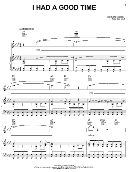 page one of I Had A Good Time (Piano, Vocal & Guitar Chords (Right-Hand Melody))