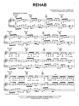 page one of Rehab (Piano, Vocal & Guitar Chords (Right-Hand Melody))