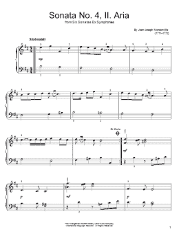 page one of Sonata No. 4, II. Aria (Easy Piano)