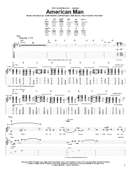 page one of American Man (Guitar Tab)