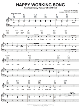 page one of Happy Working Song (from Enchanted) (Piano, Vocal & Guitar Chords (Right-Hand Melody))