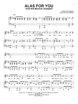 page one of Alas For You (Piano & Vocal)