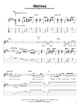 page one of Melissa (Guitar Tab (Single Guitar))