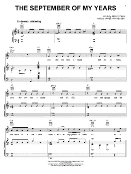 page one of The September Of My Years (Piano, Vocal & Guitar Chords (Right-Hand Melody))